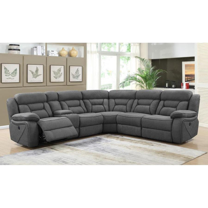 Coaster Furniture Higgins Power Reclining Leather Look 4 pc Sectional 600370 IMAGE 5