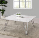 Hairpin Leg Square Coffee Table White And Chrome 724288