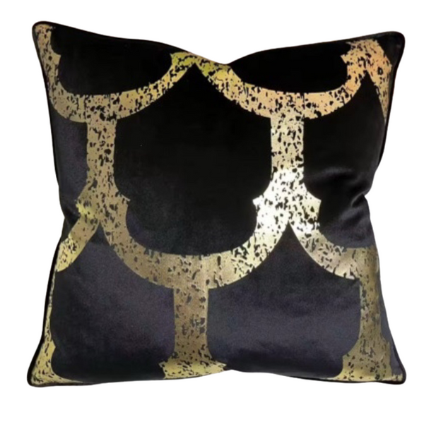 AQUATIC 22x22 PILLOW COVER -BLACK &GOLD