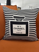 CHANEL STRIPE PARFUM 20x20 PILLOW COVER- BLACK & WHITE