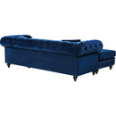 Meridian Sabrina Navy Velvet 2 pc Reversible Sectional IMAGE 12
