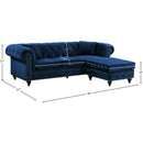 Meridian Sabrina Navy Velvet 2 pc Reversible Sectional IMAGE 13