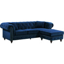 Meridian Sabrina Navy Velvet 2 pc Reversible Sectional IMAGE 6