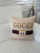 GUCCI 20x20 PILLOW COVER-TAN&GOLD
