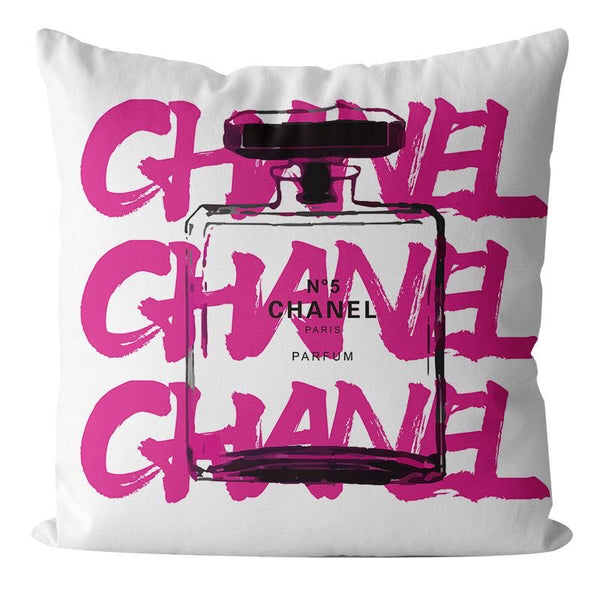 CHANEL PERFUME 20x20 PILLOW COVER-WHITE&PINK