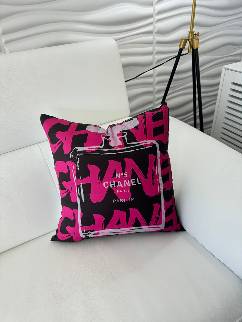 CHANEL PERFUME 20x20 PILLOW COVER -BLACK & PINK