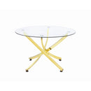 Coaster Furniture Round Chanel Dining Table with Glass Top and Pedestal Base 108441 IMAGE 1