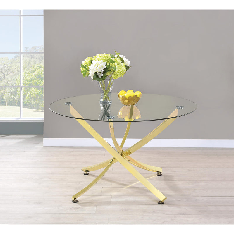 Coaster Furniture Round Chanel Dining Table with Glass Top and Pedestal Base 108441 IMAGE 3