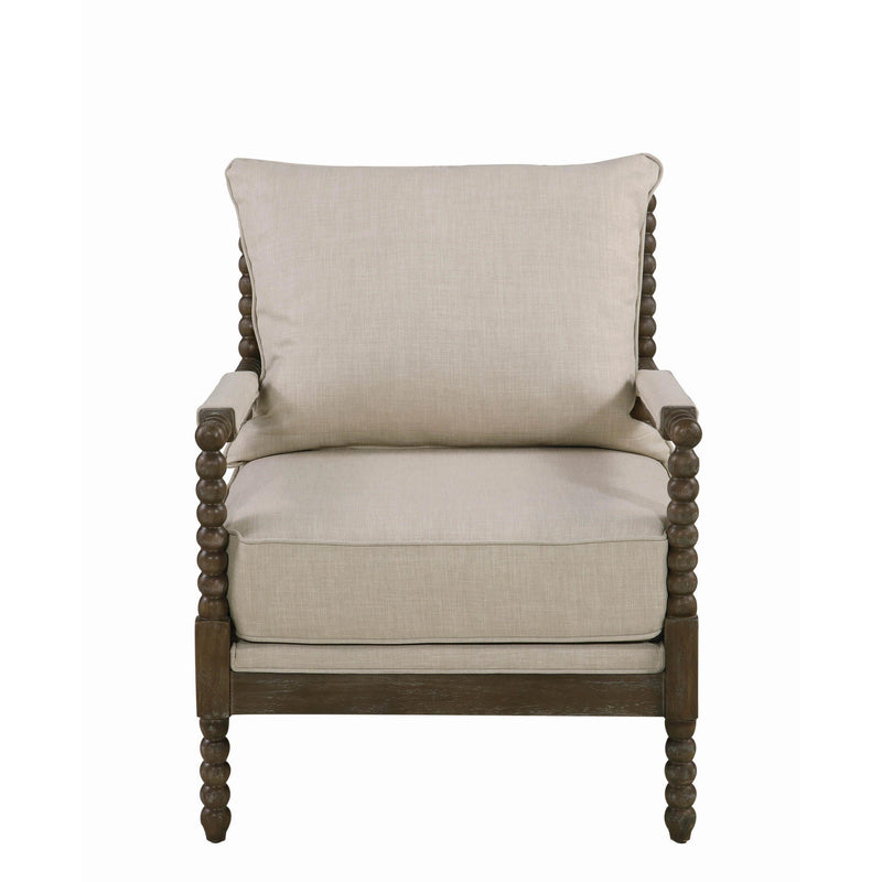  Coaster Furniture Blanchett 905362 Upholstered Bobbin Accent Chair - Beige and Natural IMAGE 2