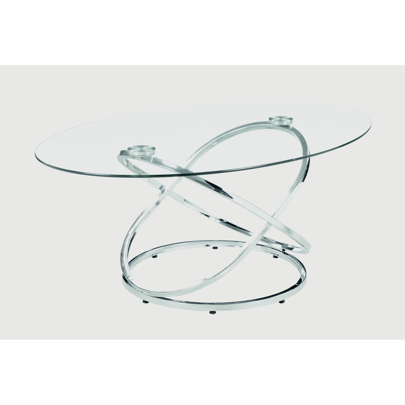  Coaster Furniture Warren 722373 3-piece Oval Glass Top Coffee Table Set - Chrome IMAGE 2
