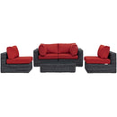 Modway Furniture Outdoor Seating Sets EEI-1896-GRY-RED-SET IMAGE 2