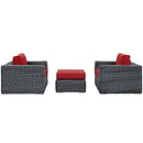 Modway Furniture Outdoor Seating Sets EEI-1905-GRY-RED-SET IMAGE 3