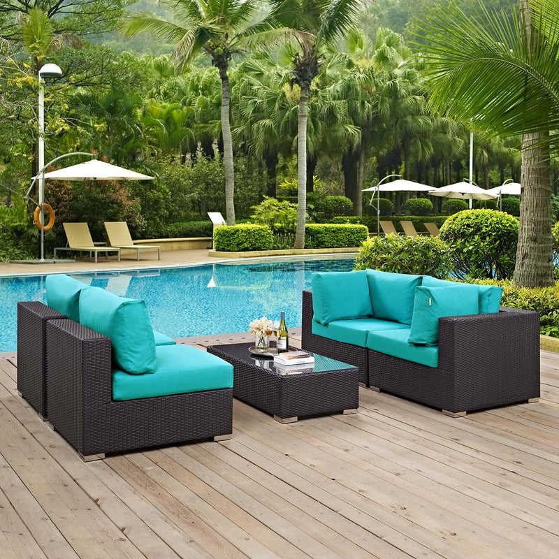 Modway Furniture Outdoor Seating Sets EEI-2163-EXP-TRQ-SET IMAGE 7