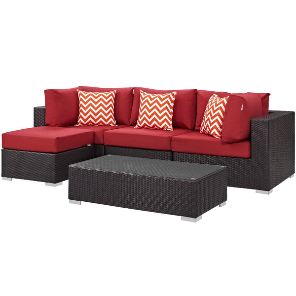 Modway Furniture Outdoor Seating Sets EEI-2362-EXP-RED-SET IMAGE 1