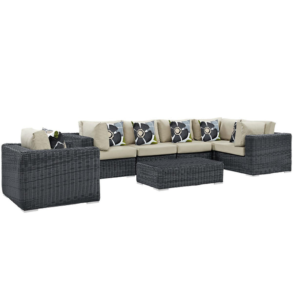 Modway Furniture Outdoor Seating Sets EEI-2387-GRY-BEI-SET IMAGE 1