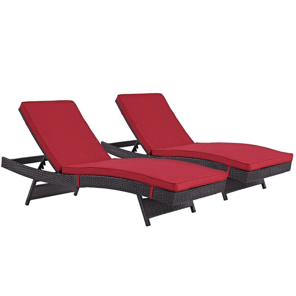 Modway Furniture Outdoor Seating Chaises EEI-2428-EXP-RED-SET IMAGE 1