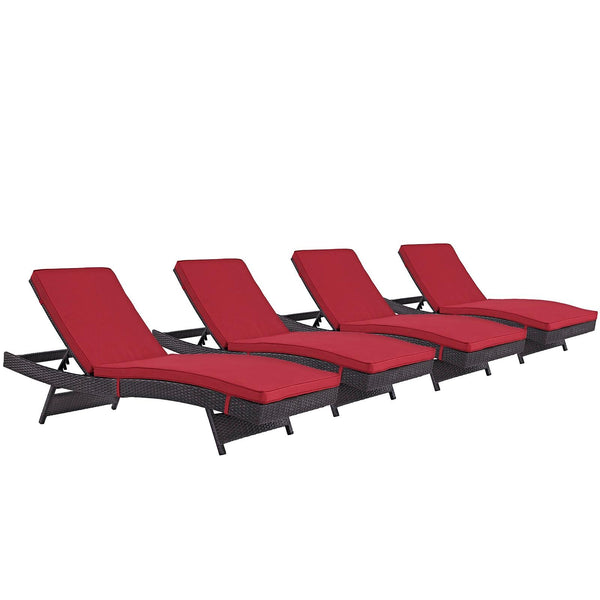 Modway Furniture Outdoor Seating Chaises EEI-2429-EXP-RED-SET IMAGE 1