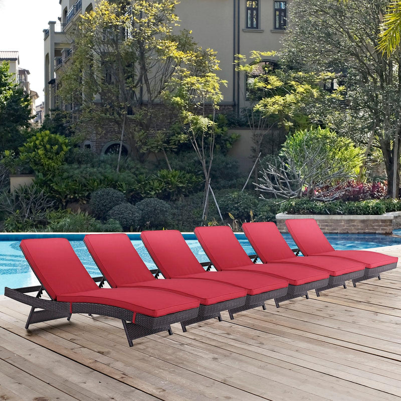 Modway Furniture Outdoor Seating Chaises EEI-2430-EXP-RED-SET IMAGE 5
