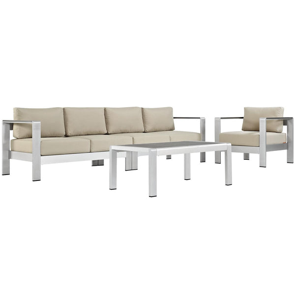 Modway Furniture Outdoor Seating Sets EEI-2563-SLV-BEI IMAGE 1