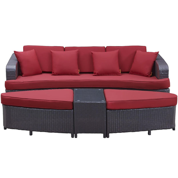 Modway Furniture Outdoor Seating Sets EEI-992-BRN-RED-SET IMAGE 1