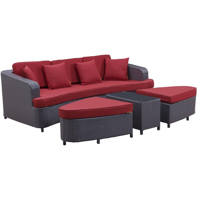 Modway Furniture Outdoor Seating Sets EEI-992-BRN-RED-SET IMAGE 2