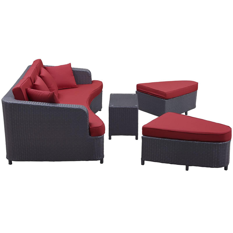Modway Furniture Outdoor Seating Sets EEI-992-BRN-RED-SET IMAGE 3