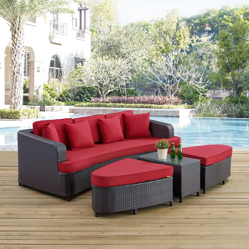 Modway Furniture Outdoor Seating Sets EEI-992-BRN-RED-SET IMAGE 4