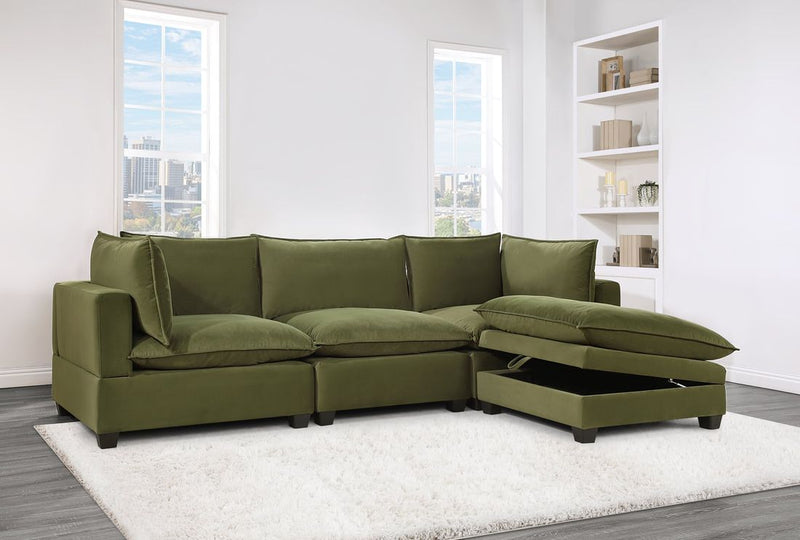 Cloud2 Velvet Olive 4pc Sectional