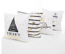 MERRY CHRISTMAS TREE 18x18 PILLOW COVER- BLACK&GOLD