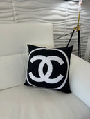 CHANEL 20x20 PILLOW COVER- BLACK W/ WHITE RING