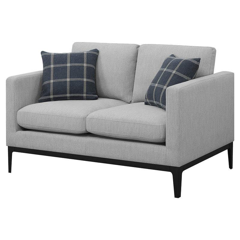  Coaster Furniture Apperson 508682 Upholstered Track Arm Loveseat - Light Grey IMAGE 3
