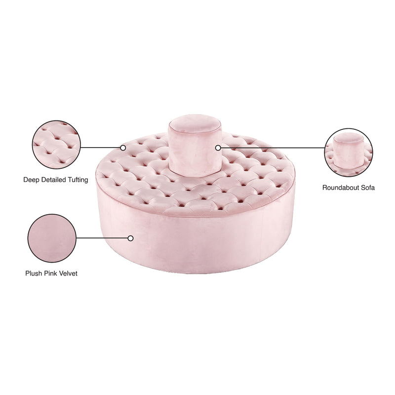 Meridian Banquet Pink Velvet Bench IMAGE 6