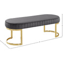 Meridian Lemar Grey Velvet Bench IMAGE 3