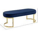 Meridian Lemar Navy Velvet Bench IMAGE 3