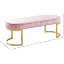 Meridian Lemar Pink Velvet Bench IMAGE 3