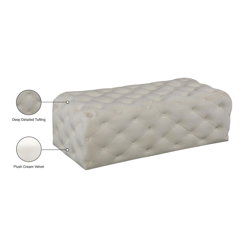 Meridian Casey Cream Velvet Ottoman/Bench IMAGE 4
