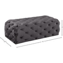 Meridian Casey Grey Velvet Ottoman/Bench IMAGE 3