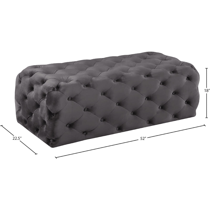 Meridian Casey Grey Velvet Ottoman/Bench IMAGE 3