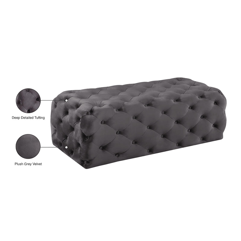 Meridian Casey Grey Velvet Ottoman/Bench IMAGE 4
