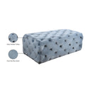 Meridian Casey Sky Blue Velvet Ottoman/Bench IMAGE 4