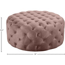 Meridian Addison Pink Velvet Ottoman/Bench IMAGE 3