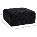 Meridian Ariel Black Velvet Ottoman/Bench IMAGE 3
