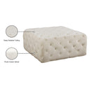 Meridian Ariel Cream Velvet Ottoman/Bench IMAGE 4