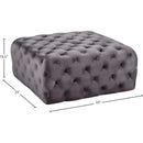 Meridian Ariel Grey Velvet Ottoman/Bench IMAGE 3
