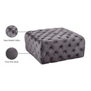 Meridian Ariel Grey Velvet Ottoman/Bench IMAGE 4