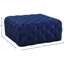 Meridian Ariel Navy Velvet Ottoman/Bench IMAGE 3
