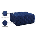 Meridian Ariel Navy Velvet Ottoman/Bench IMAGE 4