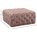 Meridian Ariel Pink Velvet Ottoman/Bench IMAGE 3