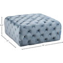 Meridian Ariel Sky Blue Velvet Ottoman/Bench IMAGE 3