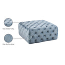Meridian Ariel Sky Blue Velvet Ottoman/Bench IMAGE 4